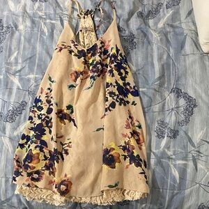 Miss Me Floral Racerback Tank top with Lace underlay